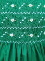 Robe smocks manches ballons  en coton piqué vert