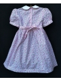 Robe smocks manches ballons en coton fleurs roses