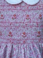Robe smocks manches ballons en coton floral rose