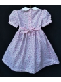 Robe smocks manches ballons en coton floral rose