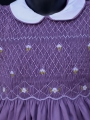 Robe smocks manches ballons  en coton piqué violet