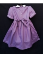 Robe smocks manches ballons  en coton piqué violet