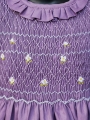 Robe smocks manches longues en coton piqué violet