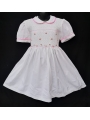 Robe smocks manches ballons  en coton blanc