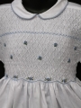 Robe smocks manches longues  en piqué blanc