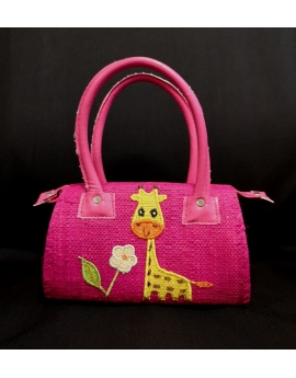Petit sac enfant en rabane motif girafe