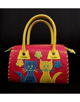 Petit sac enfant en rabane motif chat
