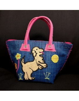 Petit sac enfant en rabane motif chien