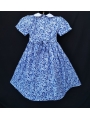 Robe smocks manches ballons  en coton fleurs bleues