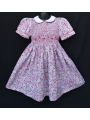 Robe smocks manches ballons  en coton fleurs multicolores