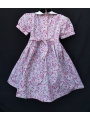 Robe smocks manches ballons  en coton fleurs multicolores