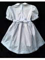 Robe smocks manches ballons col blanc en coton piqué bleu ciel