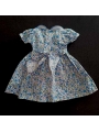 Robe smocks en coton liberty bleu poupée  28 cm