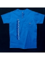 Tunique brodée en coton bleu motif "Aloalo"