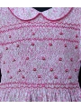 Robe smocks avec manches ballon en coton petites fleurs rose