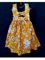 Robe smocks sans manches en coton jaune imprimé