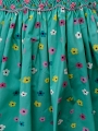 Robe smocks manches ballons en coton vert fleur multicolore