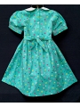 Robe smocks manches ballons en coton vert fleur multicolore