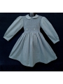 Robe smocks manches longues en coton piqué gris