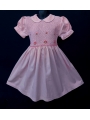 Robe smocks manches ballons en coton piqué rose