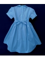 Robe smocks manches ballons en coton piqué bleu ciel