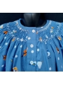 Chemise de nuit smocks en coton finette bleu imprimé
