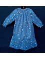 Chemise de nuit smocks en coton finette bleu imprimé