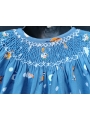 Chemise de nuit smocks en coton finette bleu imprimé