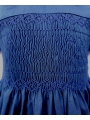 Robe smocks manches courtes en coton piqué bleu marine