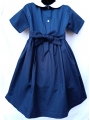 Robe smocks manches courtes en coton piqué bleu marine