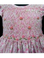 Robe smocks manches volantes en coton liberty rose