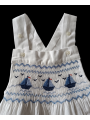 Barboteuse salopette en coton blanc motif petit bateau