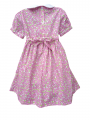 Robe smocks col blanc en coton imprimé fleur rose fuchsia