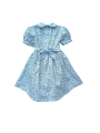 Robe smocks sans manches en coton bleu turquoise clair
