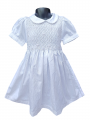 Robe smocks blancs  en coton piqué blanc