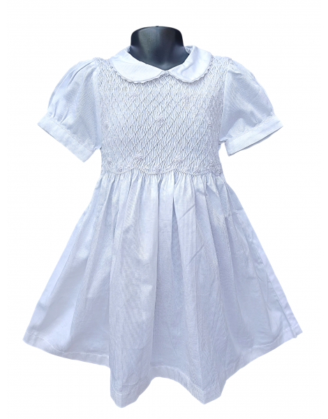 Robe smocks blancs  en coton piqué blanc