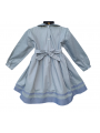 Robe smocks manches longues col Pierrot en coton piqué gris