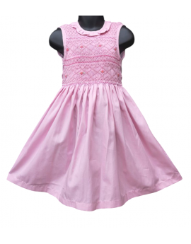 Robe smocks sans manches en coton roses