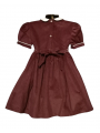 Robe smocks manches ballons en velours bordeaux