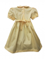 Robe smocks manches ballons col Claudine en coton piqué jaune