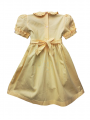 Robe smocks manches ballons col Claudine en coton piqué jaune