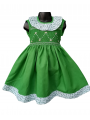 Robe smocks sans manches en coton vert bordure fleurie