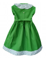 Robe smocks sans manches en coton vert bordure fleurie