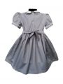 Robe smocks manches ballons en coton piqué gris