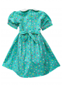 Robe smocks manches ballons en coton turquoise fleur multicolore