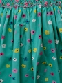Robe smocks manches ballons en coton turquoise fleur multicolore