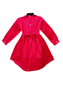 Robe smocks manches longues col Pierrot en coton piqué rouge