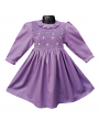 Robe smocks manches longues en coton piqué violet
