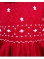 Robe smocks manches ballons col Claudine en coton piqué rouge