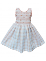 Robe smocks en coton carreaux saumon clair